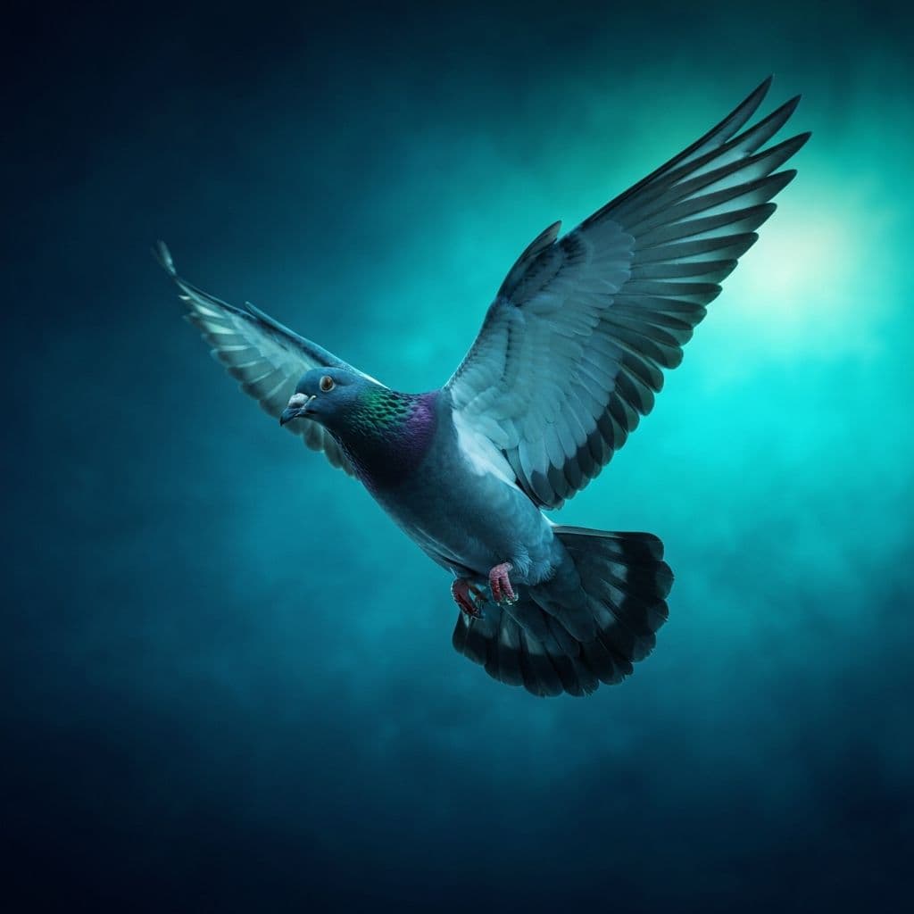 Pigeon in flight